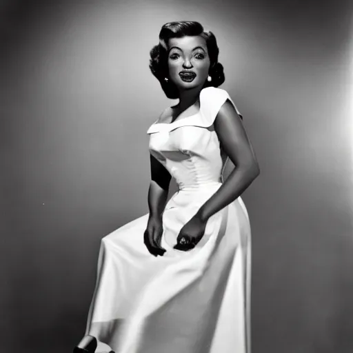 Prompt: black and white photo of a beautiful and elegant 1 9 5 0 s black actress modeling