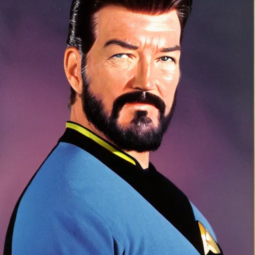 Prompt: Star Trek Commander Riker Soyjack face