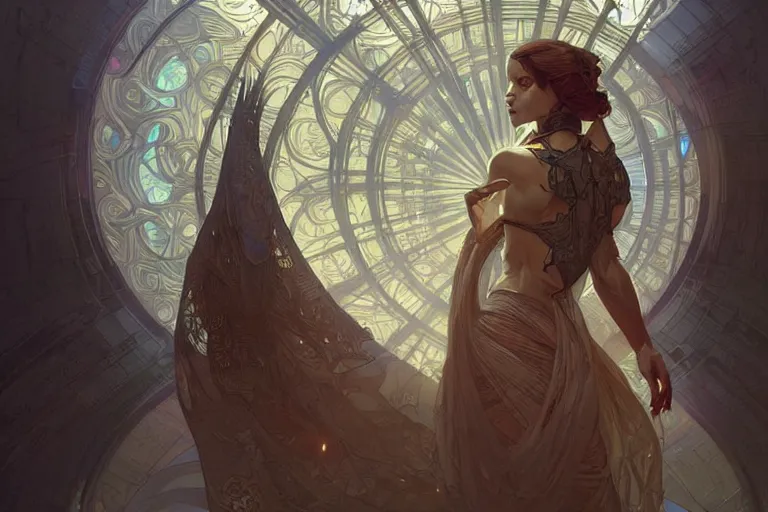 Image similar to a line art pattern of high tech science fiction religious design intricate digital painting artstation concept art smooth sharp focus illustration, art by artgerm and paul chadeisson and greg rutkowski and alphonse mucha