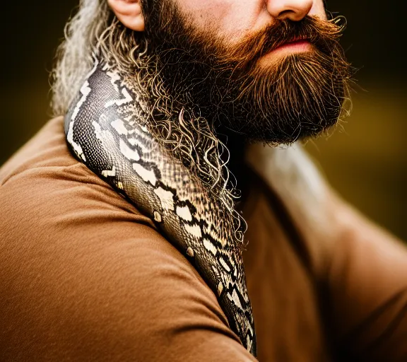 Image similar to a portrait of bearded snake. intricate. lifelike. soft light. sony a 7 r iv 5 5 mm. cinematic post - processing