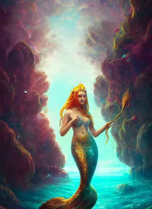 Image similar to highly detailed full body portrait of beautiful mermaid fantasy art by finnstark, wonbin lee, lane brown, z ed, wenfei ye, finnstark, oleg bulakh, felix englund, global illumination, full body, radiant light, detailed and intricate environment