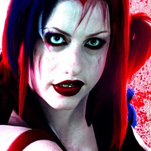 Image similar to Tifa Lockheart as Harley Quinn, Cinematography by Roger Deakins