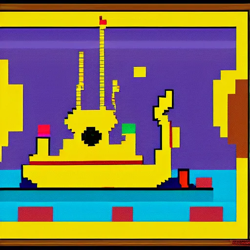 Image similar to yellow submarine pixel art