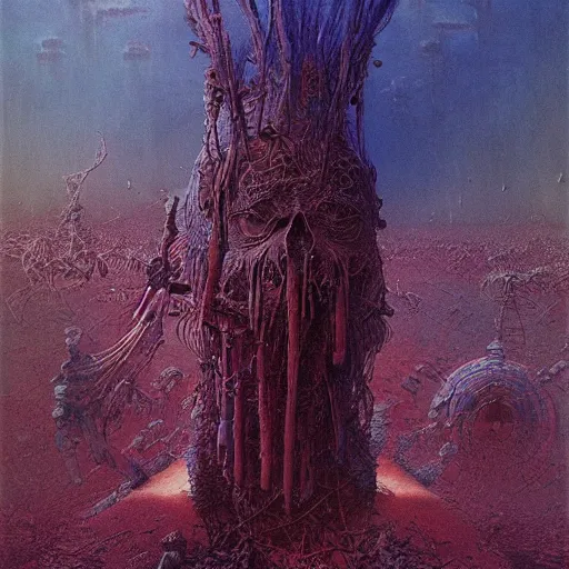 Prompt: war wonderland by lisa frank and beksinski and wayne barlowe, exquisite detail, post processing, masterpiece, cinematic, sharp focus, deep colors