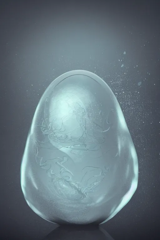 Prompt: photoreal render of transparent cthulhu egg, presented nicely, rendered in octane, realistic, film grain, 3 5 mm, 1 6 0 0 iso, sony a 7 riv, 8 k, unreal engine, wind, mythical, surrounded by mist, surreal moody background