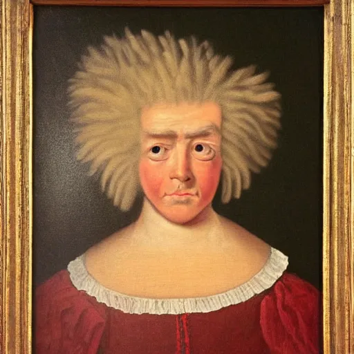 Prompt: donald trump as a 1 7 th century pageboy in england, restored painting, 1 8 th century, restored art, oil on canvas