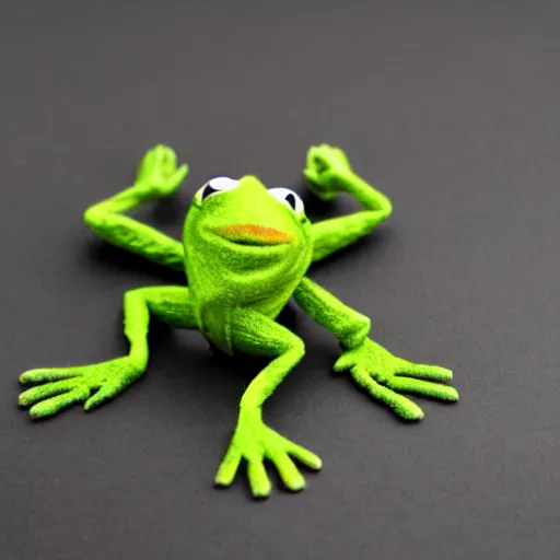Prompt: eight-legged Kermit the Frog, photo, detailed, 4k