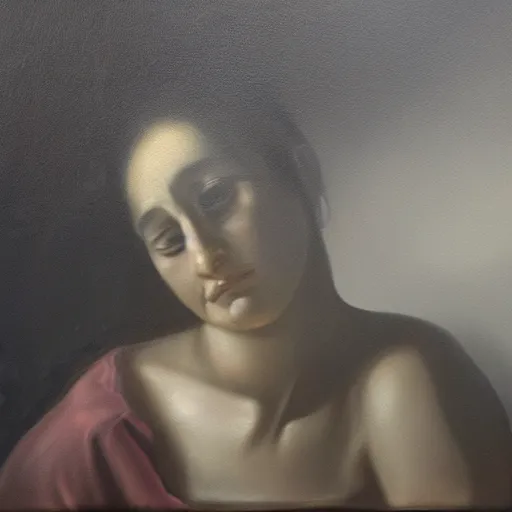 Prompt: a highly detailed oil painting meant to represent immeasurable sadness and despair, chiaroscuro