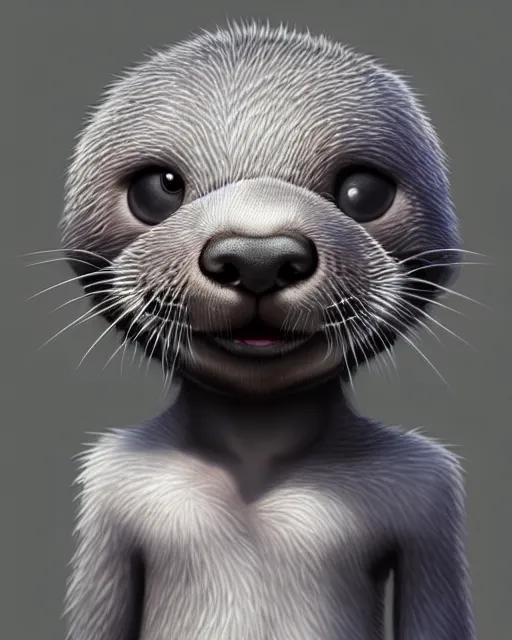 Prompt: character concept art of a cute young male grey anthropomorphic gray furry otter | | cute - fine - face, pretty face, key visual, realistic shaded perfect face, fine details by stanley artgerm lau, wlop, rossdraws, james jean, andrei riabovitchev, marc simonetti, and sakimichan, trending on artstation