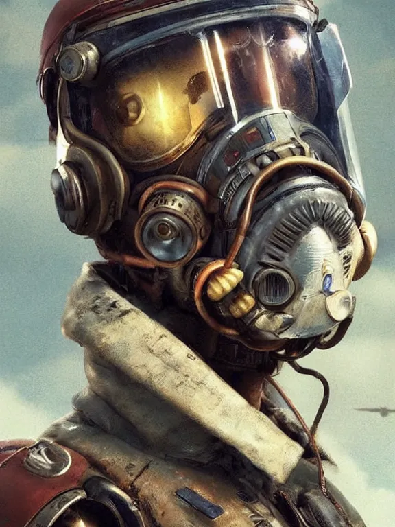 Image similar to portrait of a young pilot from fallout 4 wearing pilot gear, short brown hair, art by ryo shiotani and greg rutkowski, intricate, beautiful, cute, cinematic lighting