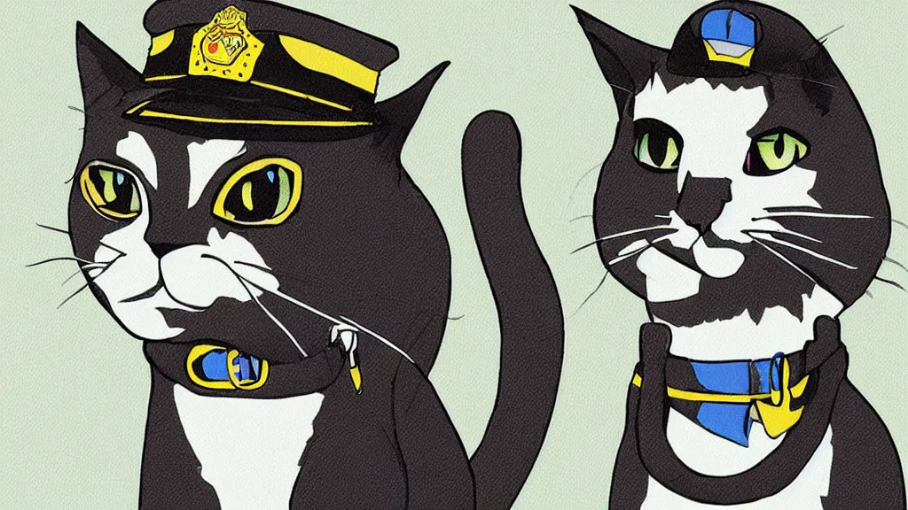 Prompt: A cat in a police outfit. vector, pixta.jp