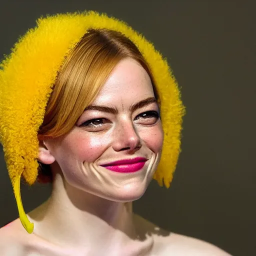 Prompt: an anthromorphoic banana character that has the face of emma stone