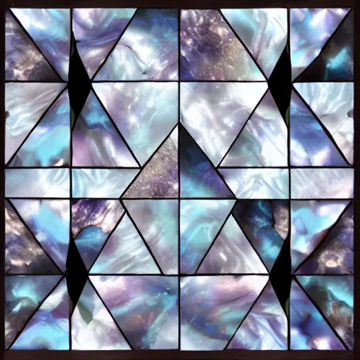 Image similar to dark matter faceted reality breaks into fragments, the mother - of - pearl sky and the black window