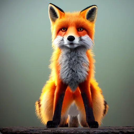 Image similar to portrait of the cutest red fox ever, fluffy, photorealistic, soft lighting, unreal engine