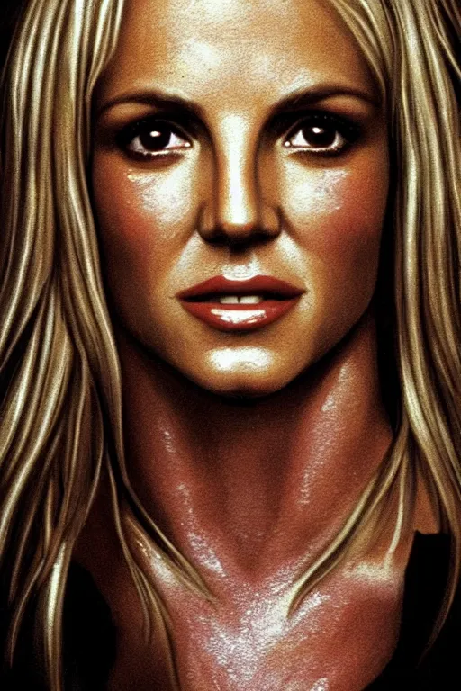 Image similar to A film still of Britney Spears as John Mcclane in die hard, highly detailed, digital painting, artstation, concept art, sharp focus, illustration, cinematic lighting, art by artgerm and greg rutkowski and alphonse mucha diffuse lighting, fantasy, intricate, elegant, highly detailed, lifelike, photorealistic, digital painting, artstation, illustration, concept art, smooth, sharp focus, art by John Collier and Albert Aublet and Krenz Cushart and Artem Demura and Alphonse Mucha