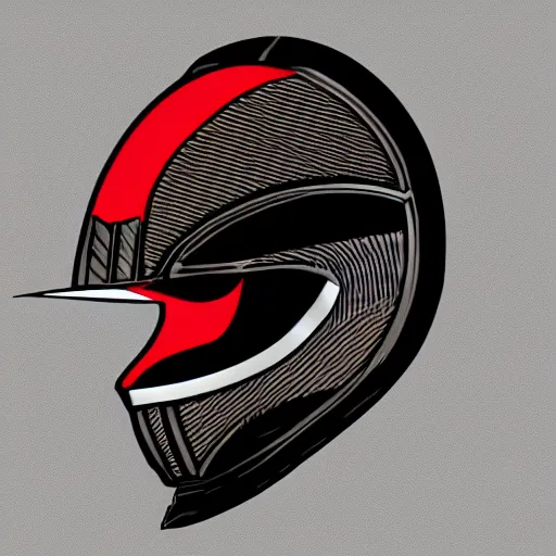 Prompt: vector art knight's helmet with red plume