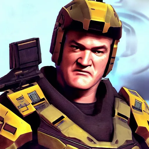 Image similar to quentin tarantino in the video game halo