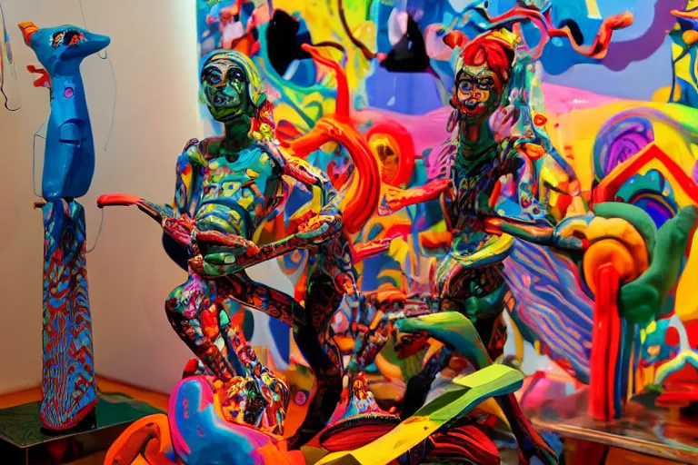 Image similar to one cartoon psychedelic sculpture toy on display