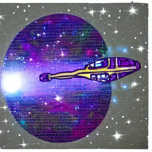 Image similar to spaceship with crystals on matrix