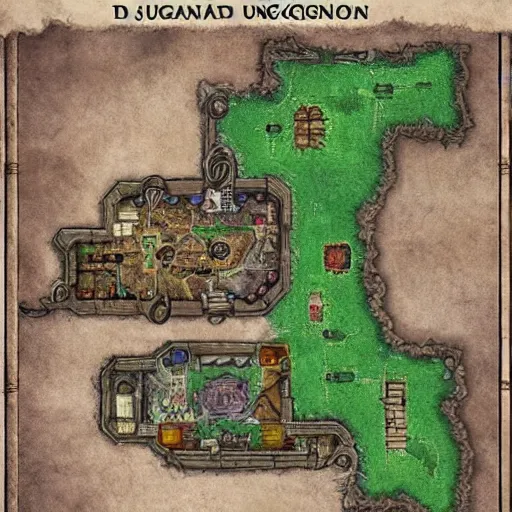 d&d underground megadungeon map, Stable Diffusion