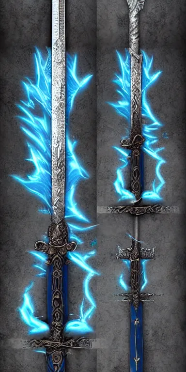 Image similar to glacier warrior sword blade, blue snow theme sword blade, fantasy sword of warrior, armored sword blade, glacier coloring, epic fantasy style art, fantasy epic digital art, epic fantasy weapon art