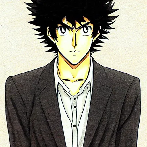 Image similar to Spike Spiegel by Kentaro Miura :: Manga panel,