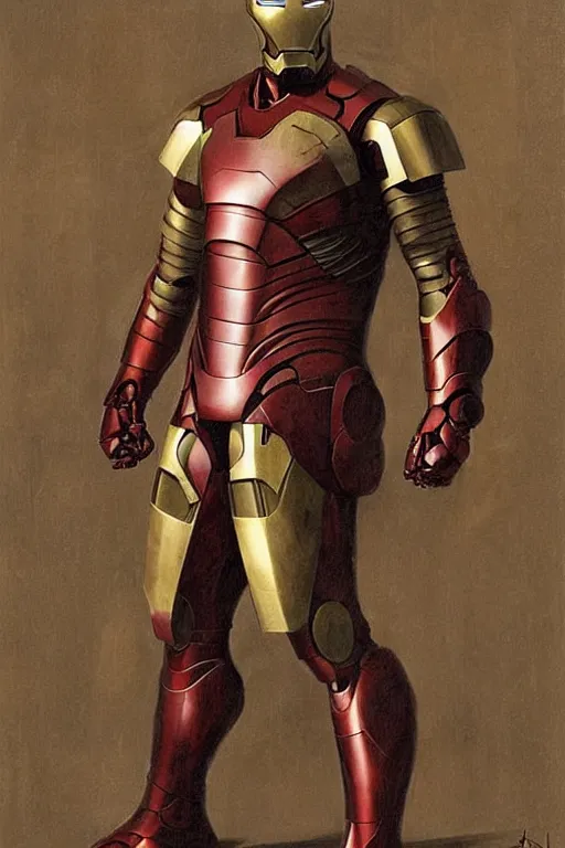 Prompt: iron man wearing medieval armour, game of thrones, bouguereau