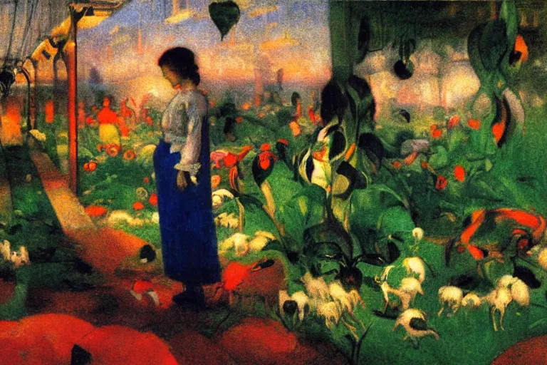 Prompt: joy is like the sunshine, gladdening the heart and lifting the spirit, greenhouse garden photography, glowing with silver light, painting by Franz Marc, by Jean-Léon Gérôme, by Winsor McCay, today's featured photograph, 16K