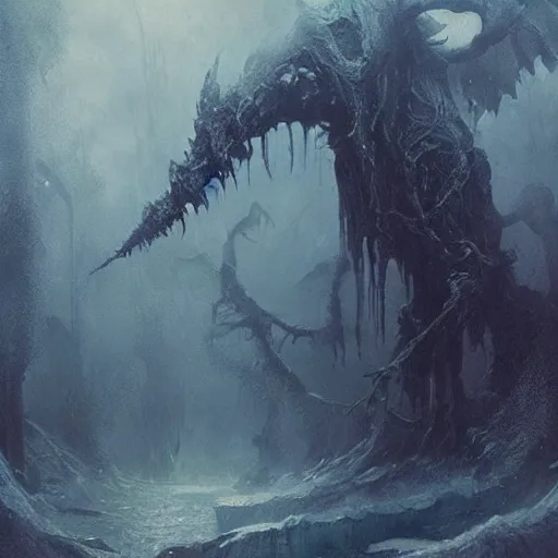 Image similar to a beautiful terrifying monster made out of water and mist. ethereal horror fantasy art by greg rutkowski