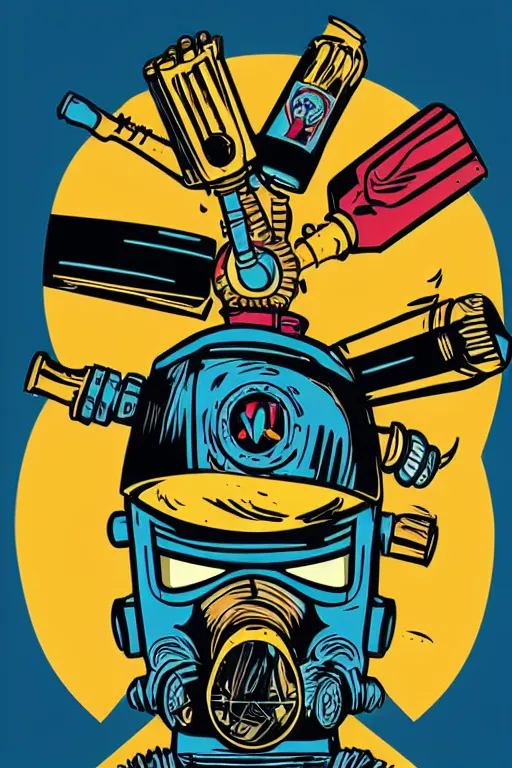 Image similar to fallout 7 6 retro futurist illustration art by butcher billy, sticker, colorful, illustration, highly detailed, simple, smooth and clean vector curves, no jagged lines, vector art, smooth andy warhol style