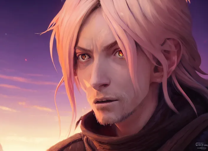 Image similar to highly detailed portrait of elric edward, in no game no life, stephen bliss, 8 k, unreal engine, fantasy art by greg rutkowski, loish, rhads, ferdinand knab, makoto shinkai and lois van baarle, ilya kuvshinov, rossdraws, tom bagshaw, global illumination, radiant light, detailed and intricate environment