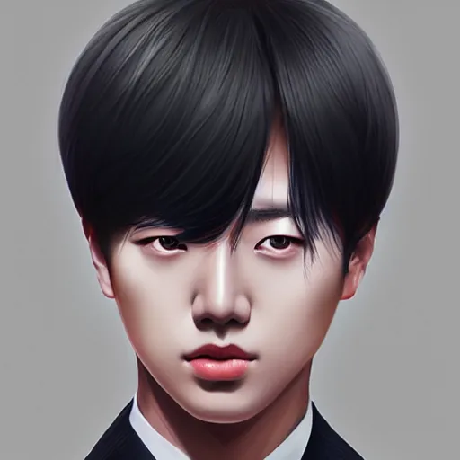 Image similar to jin from bts, elegant, ultra highly detailed, digital painting, smooth, sharp focus, artstation, art by Ilya Kuvshinov