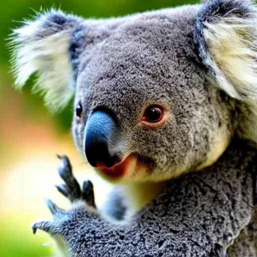 Prompt: cute koala falling towards camera