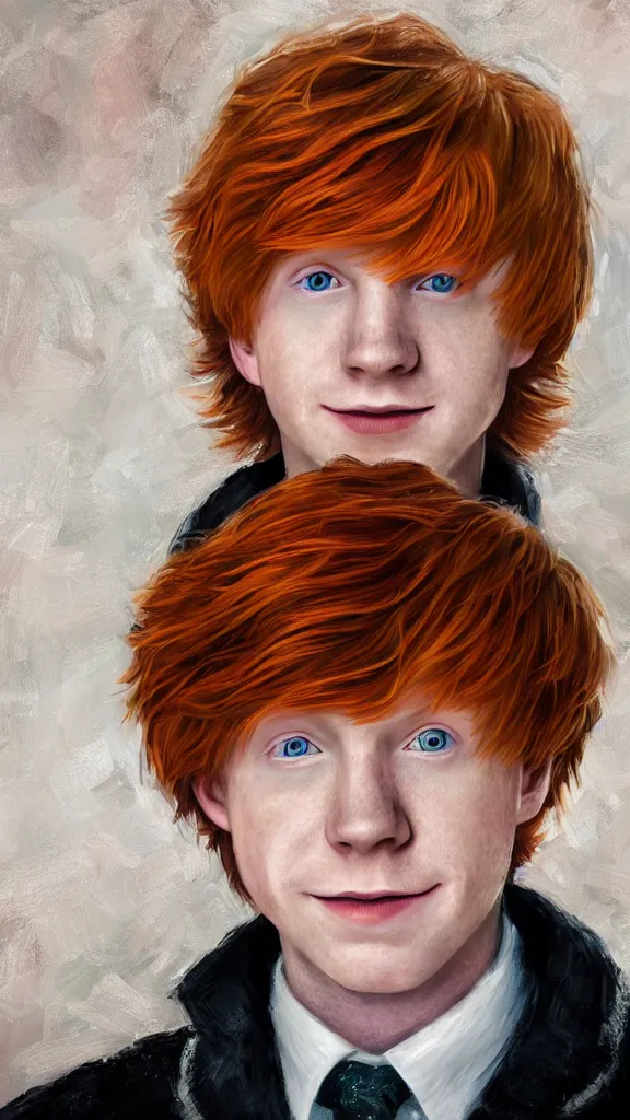 Image similar to a close - up portrait of ron weasley, attending the yule ball. beautiful painting by jim kay. color harmony, 8 k detail, gallery quality, hd wallpaper, premium prints available, hyper - detailed, intricate design.