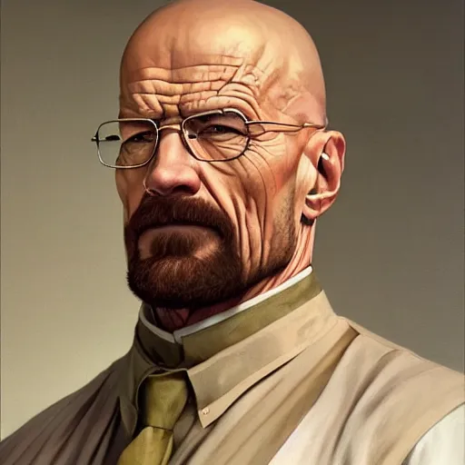 Image similar to the ultimate gigachad, incredibly muscular walter white, walter white with chiseled jawline, trending on / r / moreplatesmoredates, oil on canvas artstation by j. c. leyendecker and edmund blair leighton and charlie bowater octane render