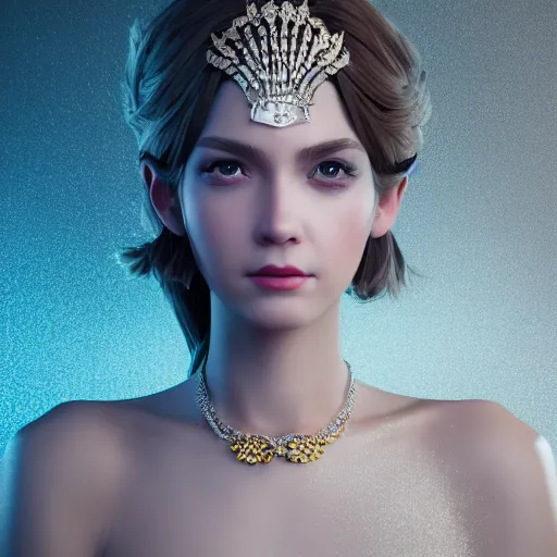 Image similar to portrait of wonderful princess of diamonds with fair skin, ornate 8 k gorgeous intricate detailed, white accent lighting, dramatic cinematic light, award winning photography, octane render