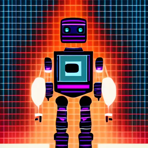 Prompt: robot in cyberchill aesthetic style