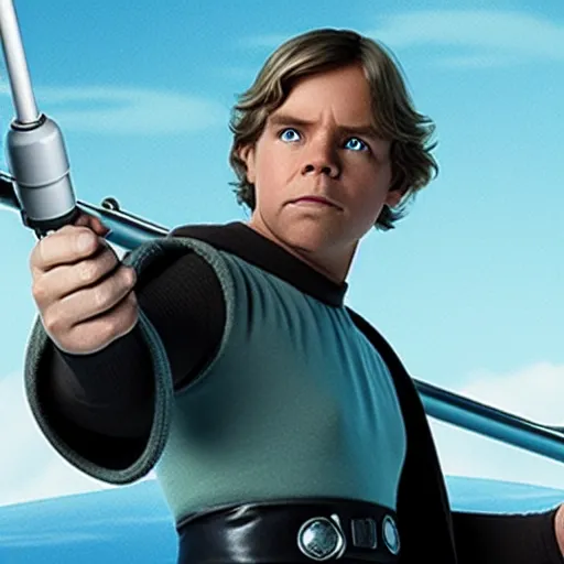 Prompt: Film still of Luke Skywalker, from Disney Pixar's Up (2009)