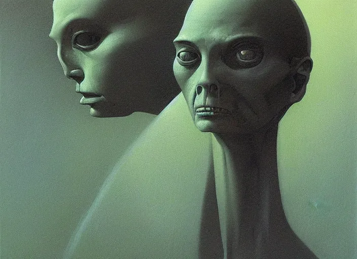 Prompt: portrait painting of an Alien, science fiction, Edward Hopper and James Gilleard, Zdzislaw Beksinski highly detailed