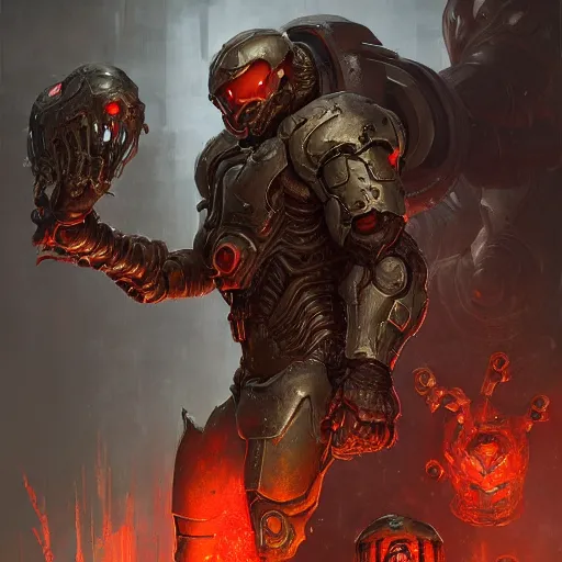 Prompt: doom eternal, biopunk armor, painted by stanley lau, painted by greg rutkowski, painted by stanley, artgerm, masterpiece, digital art, trending on arts