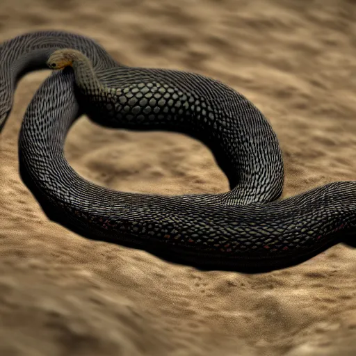 Image similar to a snake cat in the desert wild nature HD photo superrealism 3d 8k resolution