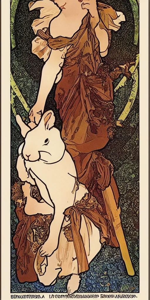 Image similar to a rabbit on a poster by mucha