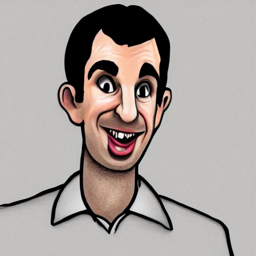 Image similar to detailed cartoon portrait of nathan fielder peeping tom, sharp high quality