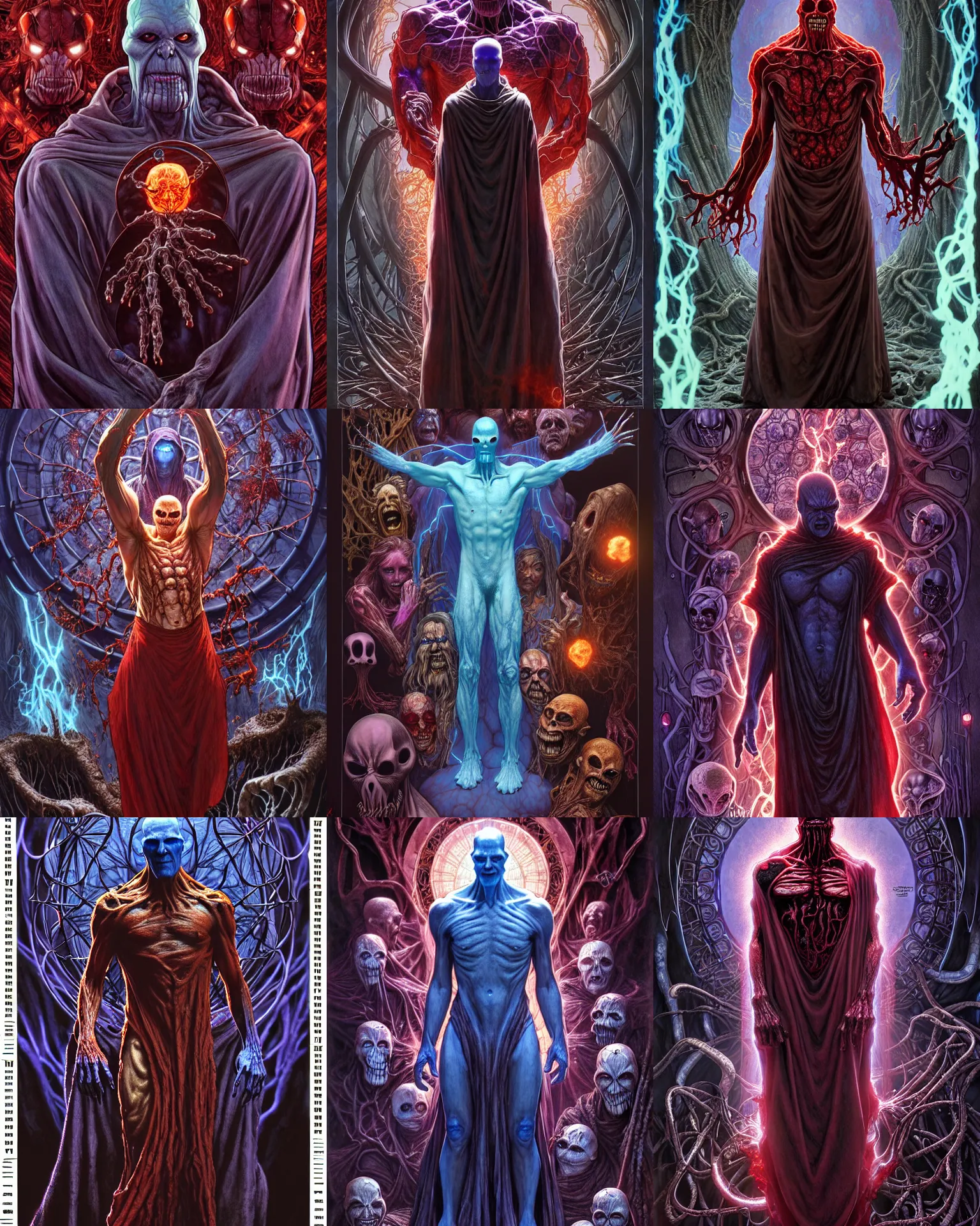 Prompt: the platonic ideal of fungal of cletus kasady ultimate carnage thanos dementor doctor manhattan chtulu nazgul, detailed, intricate, hyperrealism, intense, scary, decay, dmt, art by brock hofer and artgerm and greg rutkowski and alphonse mucha