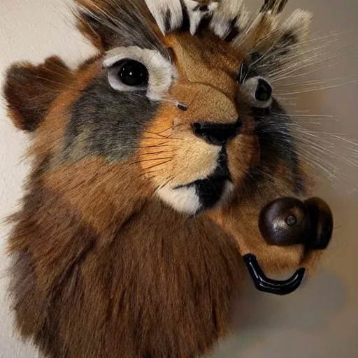 Prompt: very poorly made taxidermy