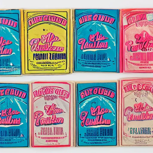 Prompt: packs of bubblegum from the fifties