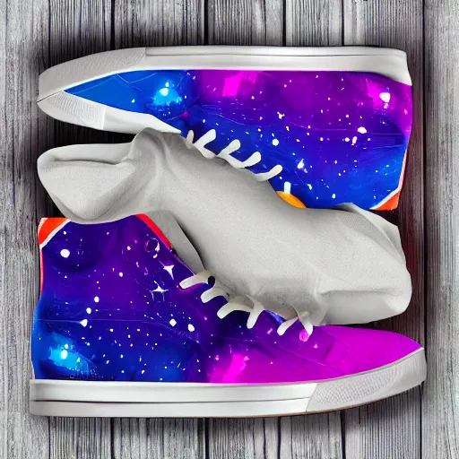 Image similar to Unicorn sneakers designed by Tinker Hatfield, digital art