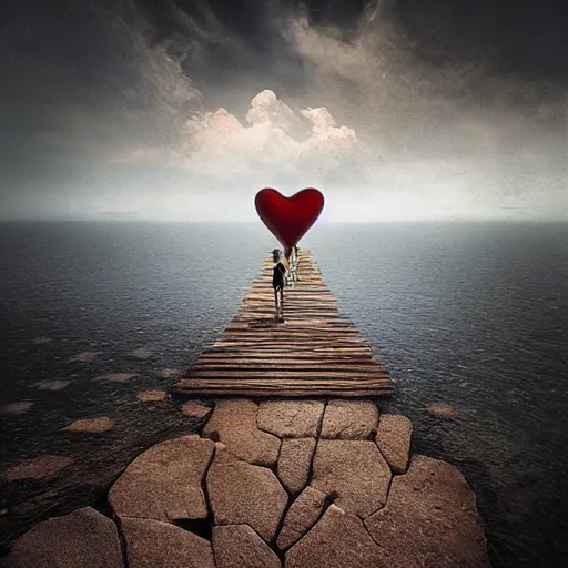 Prompt: surrealism painting of love by michal karcz