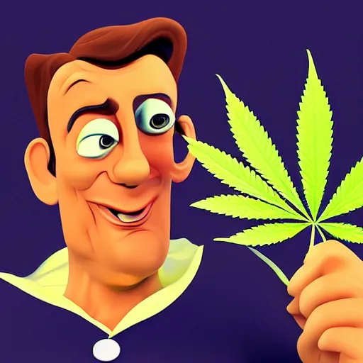 Prompt: cartoon portrait of a cannabis themed character. octane 4 k render by eyvind earle, australian award winning political comedy illustration