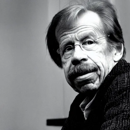 Prompt: portrait of vaclav havel in a still frame of a miyazaki movie